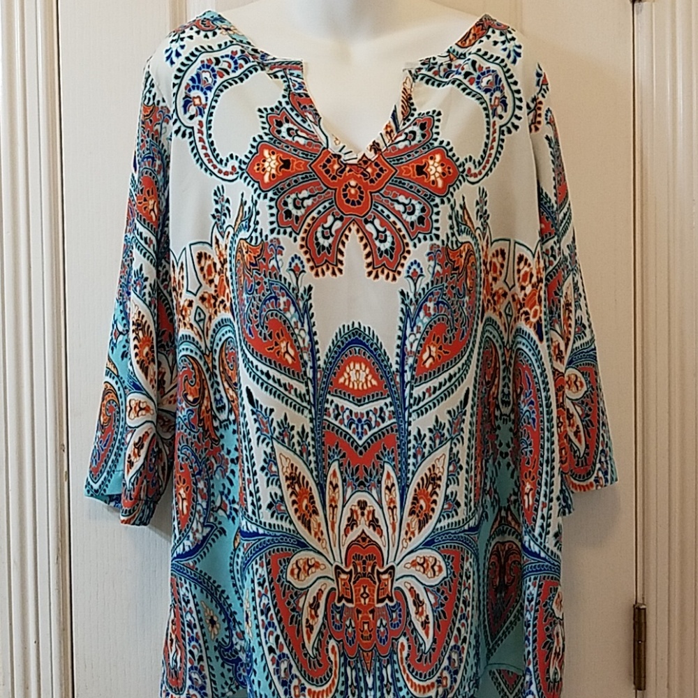 Gibson Latimer 3/4 Sleeve print tunic